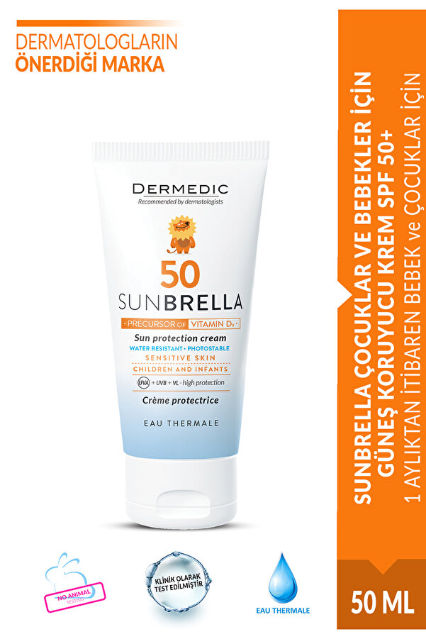 DERMEDIC SUNBRELLA ÇOCUKLAR VE BEBEKLER İÇİN GÜNEŞ KORUYUCU KREM SPF 50+ 50ML