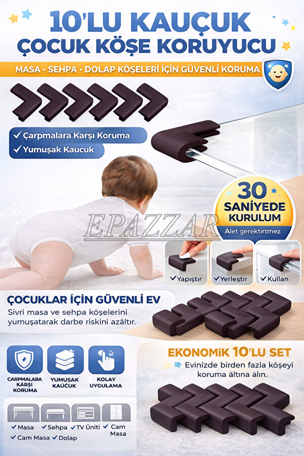 Genel Markalar Kauçuk Bebek Çocuk Masa Sehpa Ünite Kenar Köşe Darbe Koruyucu Güvenlik Seti