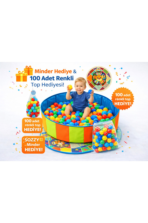 Sozzy Toys 100 Toplu katlanır Top Havuzu-Sozzy minder HEDİYELİ
