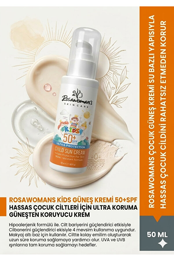 Rosawomans Çocuk Güneş Kremi 50ml Yüksek Koruma Leke Karşıtı