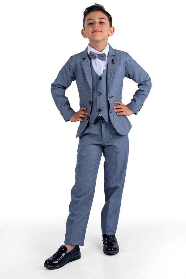 Mnk Baby&Kids Brooched Groom Suit Jacket Vest Set Shirt Suit Mnk0511 Gray