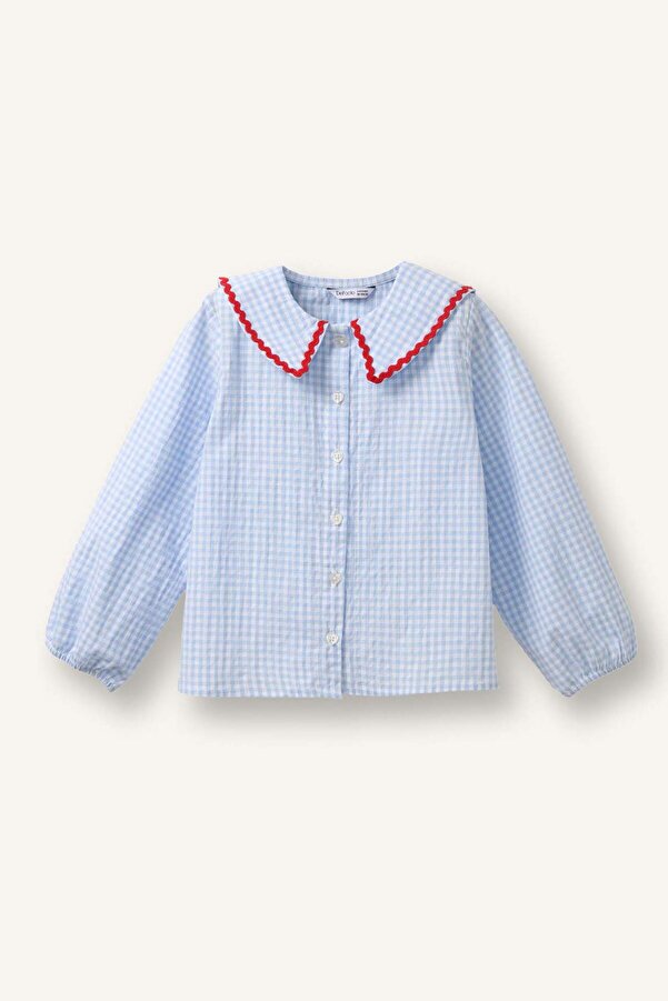 Defacto Büyük Yaka Nakışlı Gofre Dokulu Uzun Kollu Gömlek Kız Bebek H4470A526SM