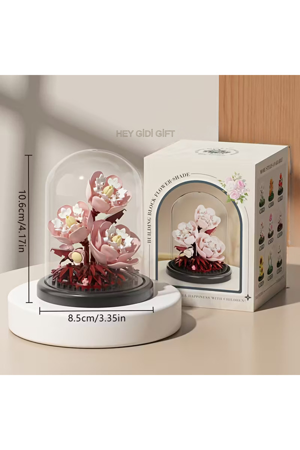 HEY GİDİ GİFT Fanuslu Çiçek Serisi – Bahar Esintisi Sakura (168 Parça) – Mini Blok Yapı Oyuncakları Seti