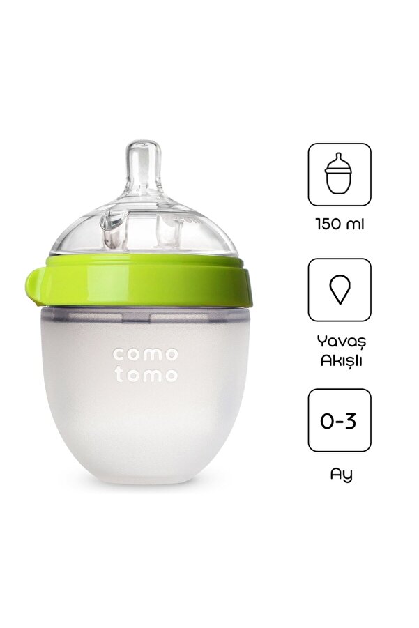 NW NessiWorld Comotomo Antikolik Silikon Biberon 150 ml 0-3 Ay Yeşil