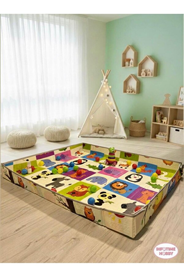 Empressco Animal Carvinal Katlanır 2'si 1 Arada Oyun Matı,Halısı (Oyun parkı )180*200*0,7mm Taşıma Çantalı.