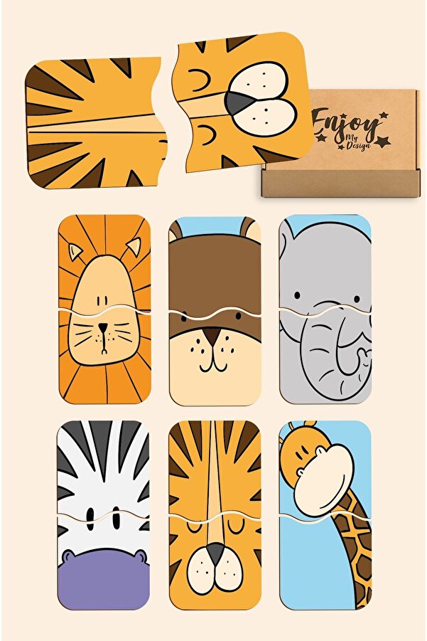 FeyzaDesign İki Parçalı Ahşap Bebek Puzzle ile Zeka Gelişimi Eğitici Oyuncak