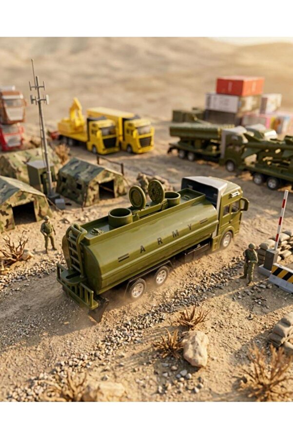 Tıfıl Toys Gerçekçi Tasarım Çek Bırak Askeri Tanker - Oyuncak Tanker