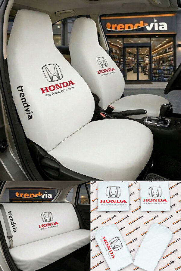 trivexa Honda Logolu Oto Koltuk Kılıfı Ön Arka Set – Penye Likralı Universal Koltuk Koruyucu Servis Kılıfı
