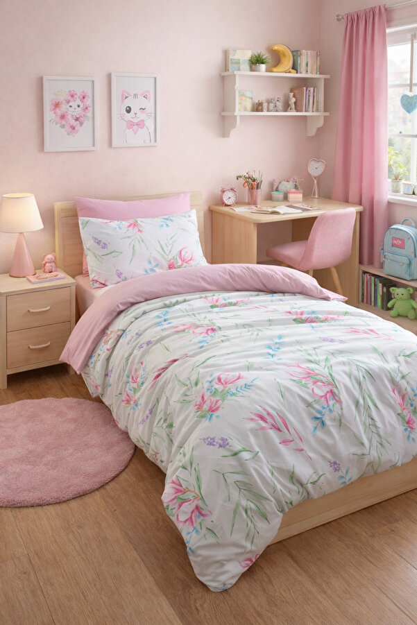 MyStory Home Lastikli Çarşaflı Tek Kişilik Nevresim Takımı TULİP