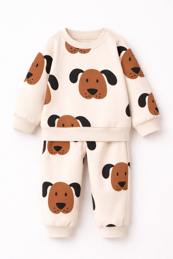 Bubito Çocuk Ayıcıklı İkili Alt Üst Takım-Bej