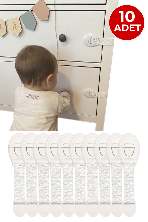 ketbox Çocuk Güvenlik Kilidi | Çift Taraflı Bantlı | Vidalama Gerektirmez | Dolap & Çekmece Kilidi 10 Adet