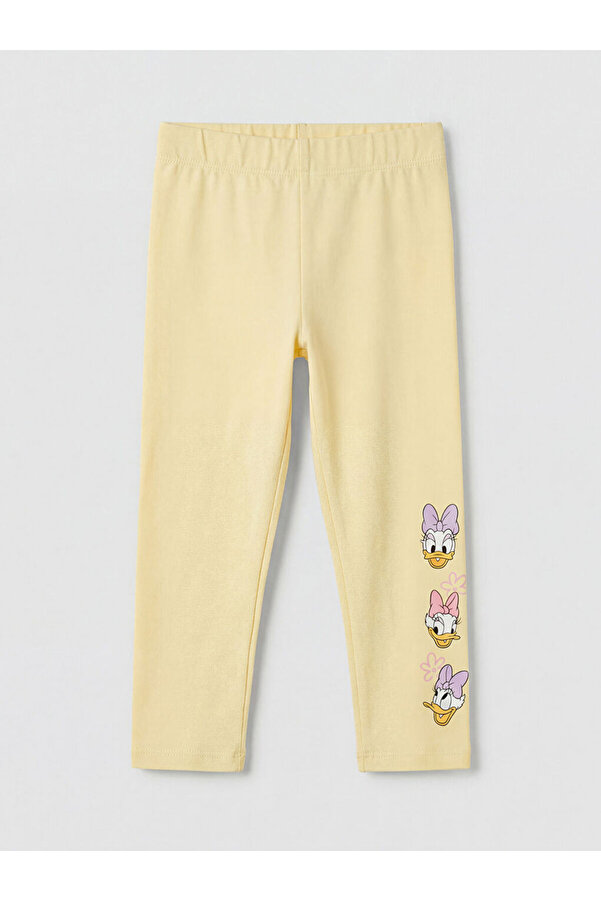 LC Waikiki Sarı Kız Çocuk Daisy Duck Baskılı Tayt