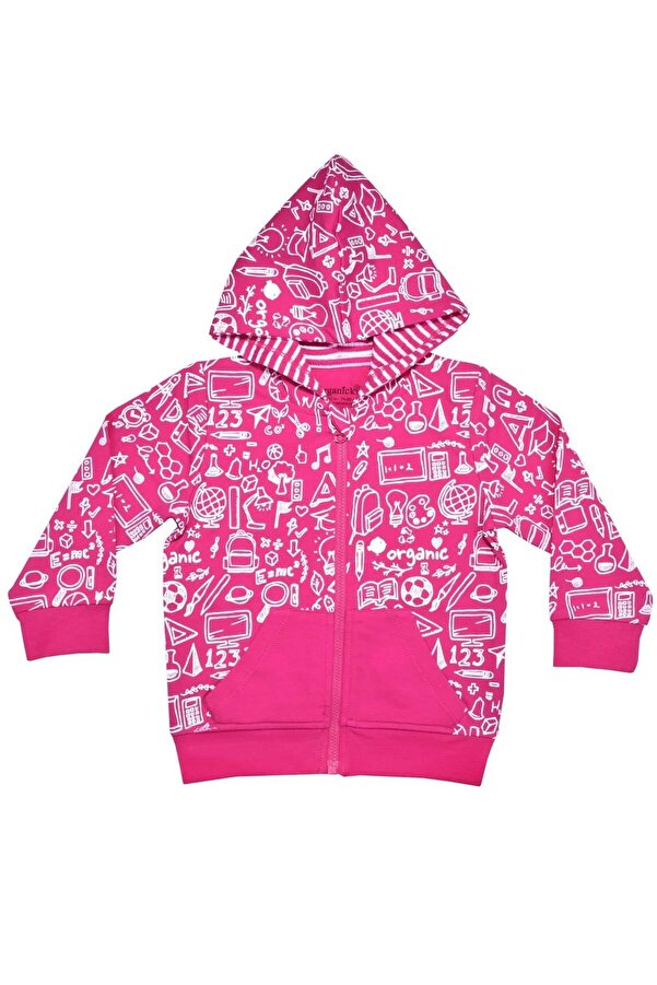 OrganicKid School Kız Bebek Pembe Kapüşonlu Sweatshirt