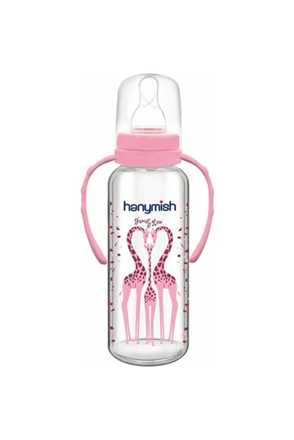 Hanymish Cam Biberon 240 ml Doğal Malzeme ile Güvenli Beslenme Sağlar Kulplu Tasarım