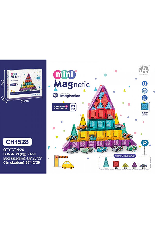 oydaş oyuncak CH1528 3.75CM Mini Magnetic Blok 93 PCS