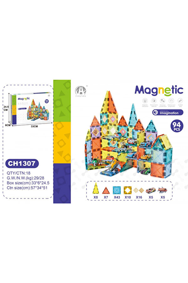 oydaş oyuncak 03-CH1307 5,5 CM MANYETİK BLOKLAR 94 PCS