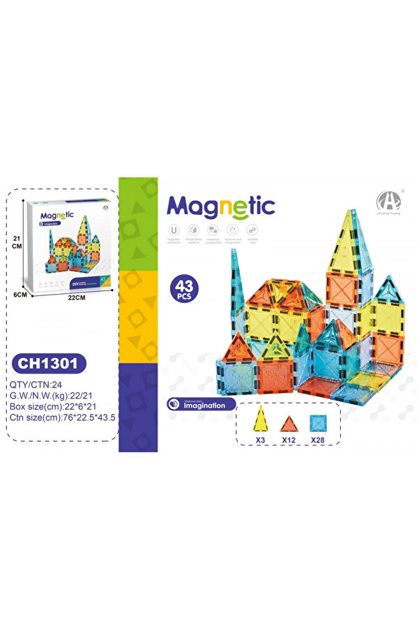 oydaş oyuncak 03-CH1301 5,5 CM MANYETİK BLOKLAR 43 PCS