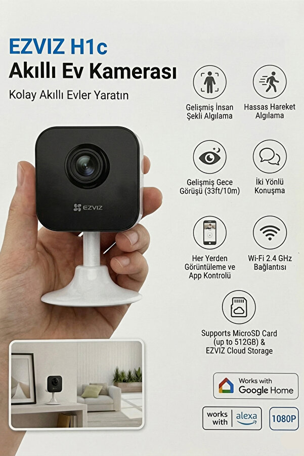 BAFRA LİHGTİNG Akıllı Ev Wi-Fi Kamerası, 2 MP 108° Geniş Açılı, Küp Güvenlik Kamera, Ses-İnsan Algılayan Bebek Kame