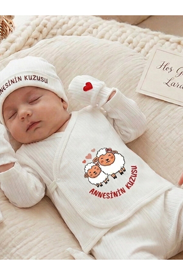 EGGBABY Annesinin Kuzusu Bebek Hastane Çıkış Seti 5 li Pamuk Yenidoğan Seti