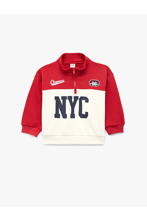 Koton Uzun Kollu Renk Bloklu Dik Yaka Sweatshirt