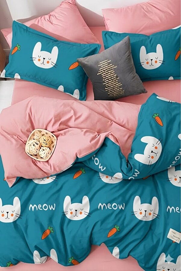 İQON Lastikli Çarşaflı Nevresim Takımı Tek Kişilik MEAV Petrol