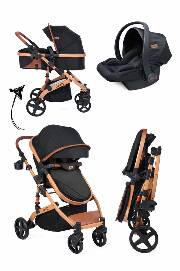 Joell Truva Travel Sistem Bebek Arabası Siyah Gold