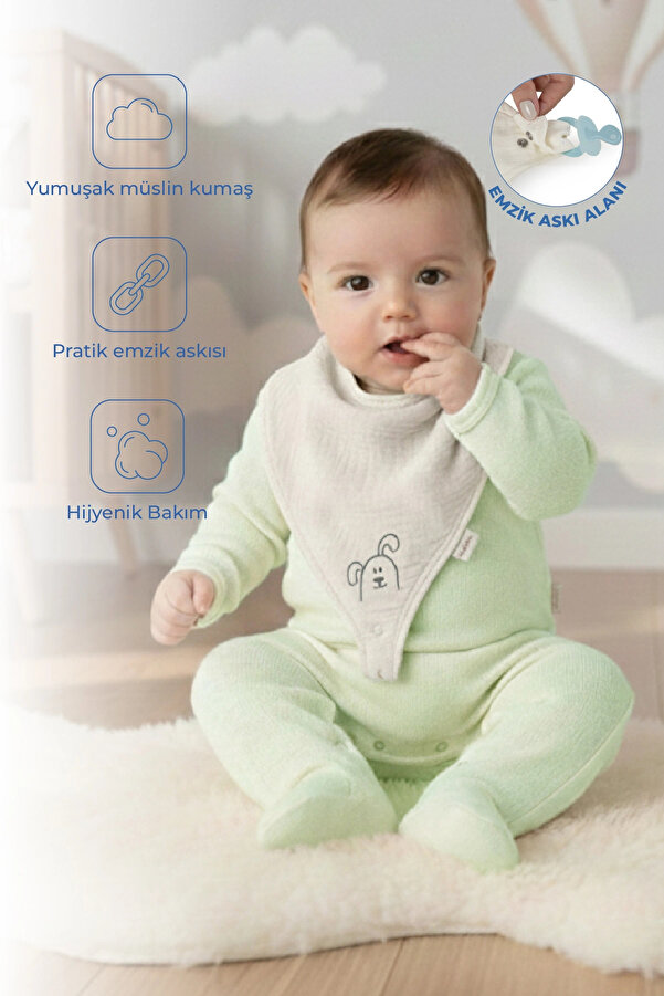 Babyjem Emzik Askılı Müslin Önlük 837 Ekru