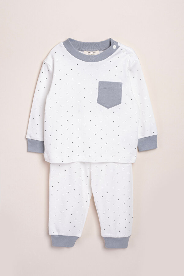 Vauva Kız Erkek Pijama Baskılı Cep Detaylı Uzun Kollu Pijama Takımı