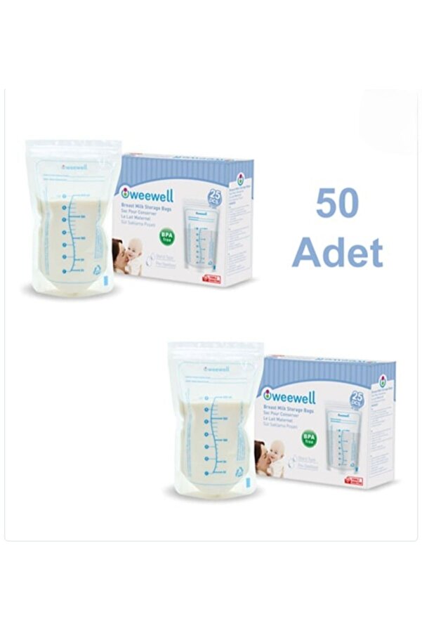 Gönül İşlerim Weewell Anne Sütü Saklama Poşeti 25'li x 2 Paket- 200 ml 50 Adet