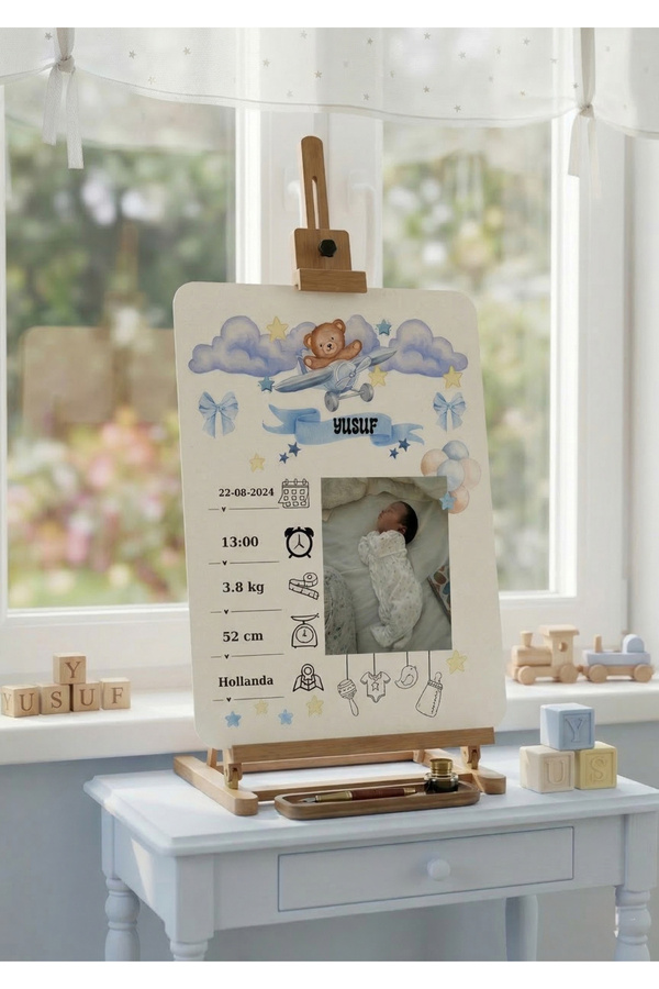 Atelier Baskı Kişiye Özel Bebek Doğum Panosu -Poster- Fotoğraflı A4 Parlak Fotoğraf Kağıdı (Çerçevesiz)