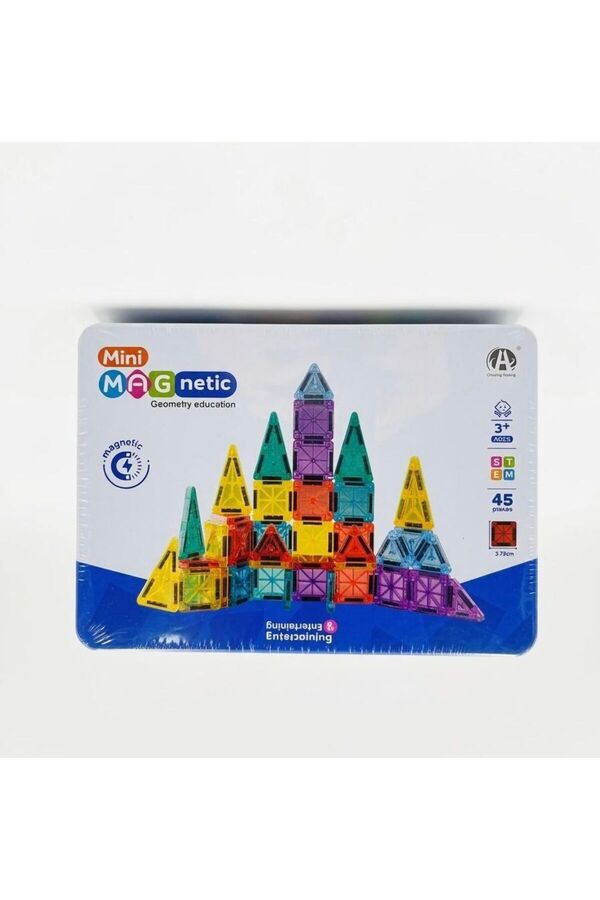 oydaş oyuncak Mini Magnetic Tiles 45 Parça 3.75cm Mini Manyetik Bloklar