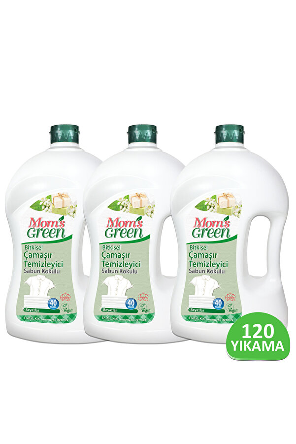 Mom's Green Bitkisel Çamaşır Temizleyici -SABUN KOKULU ECO 120 Yıkama (1500 ml x 3 Adet) ECO