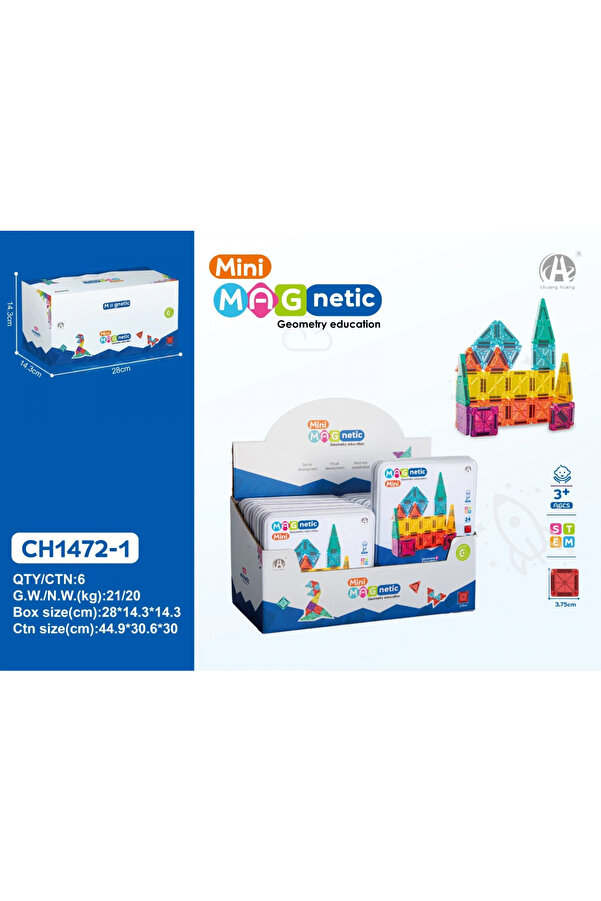 oydaş oyuncak CH1472-1 3.75CM Mini Magnetic Blok Metal Kutu 24 PCS