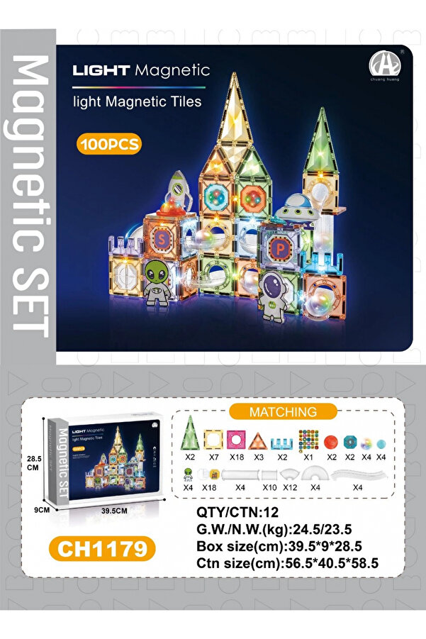 oydaş oyuncak 03-CH1179 7,5 CM MANYETİK BLOKLAR 100 PCS