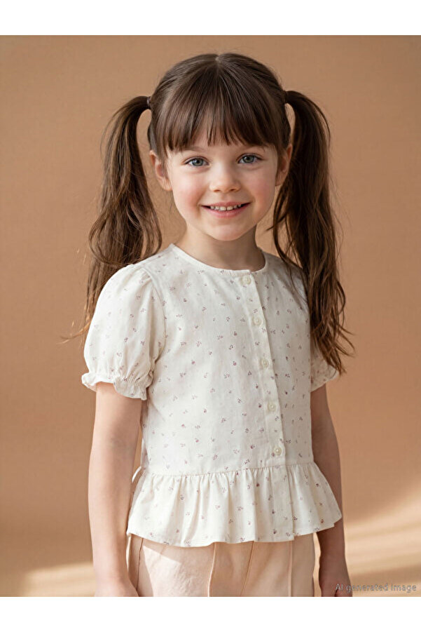 LC Waikiki RMZ GİYİM FARKIYLA Kız Çocuk Balon Kollu Gömlek