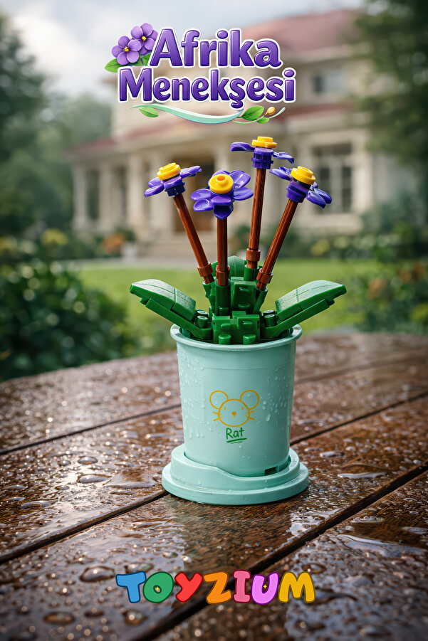 Shem Florist Afrika Menekşesi Yapı Blok Çiçek Seti (62 Parça) - Saintpaulia Ionantha Wendl Plant Series