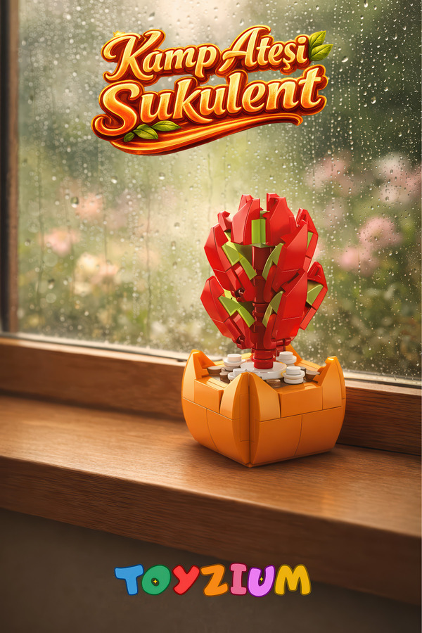 Shem Florist Kamp Ateşi Sukulent Yapı Blok Çiçek Seti (94 Parça) - Sagittarius Crassula Capitella