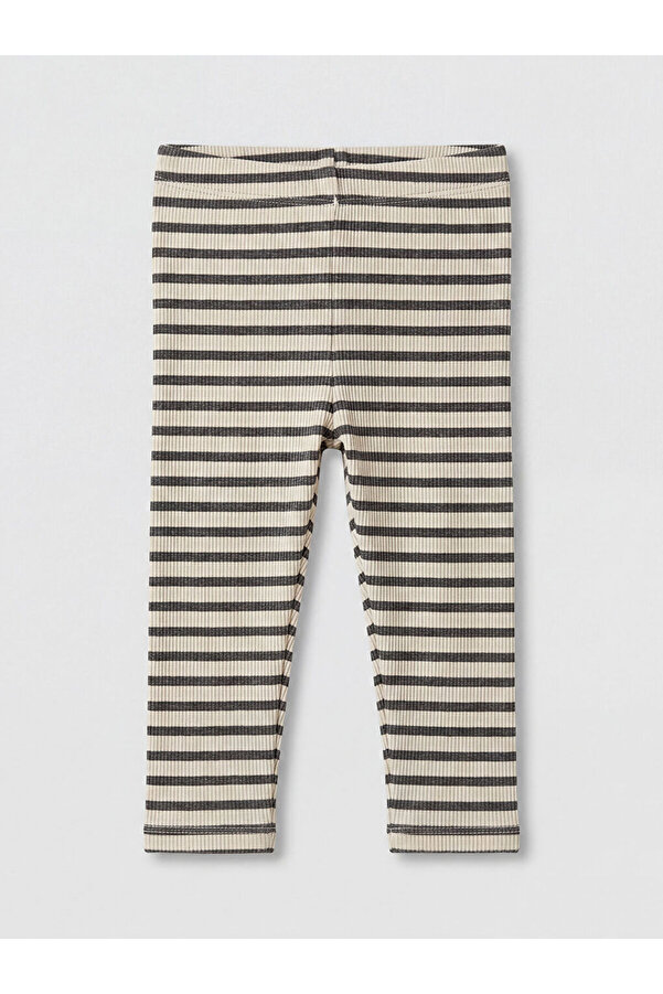 LC Waikiki LCW babyEkru Çizgili Kız Bebek Tayt