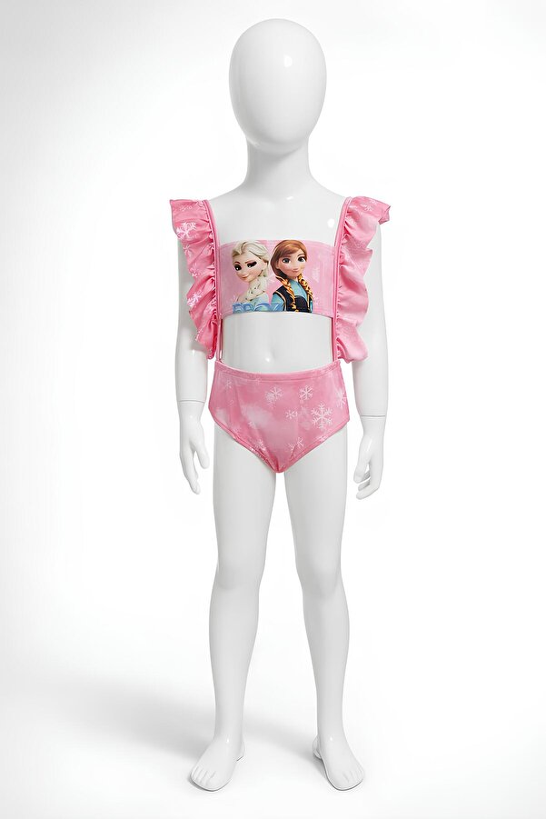 Belya Kids Wear Kız Çocuk Sevimli Desen Baskılı 2 Fırfır Detaylı Rahat Kullanım Mayo