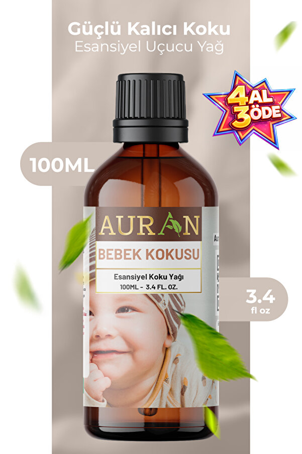 AURAN Bebek Kokusu Esansiyel Uçucu Koku Yağı Difüzör Esansı Buhurdanlık Yağı Aromaterapi Yağı 100ml