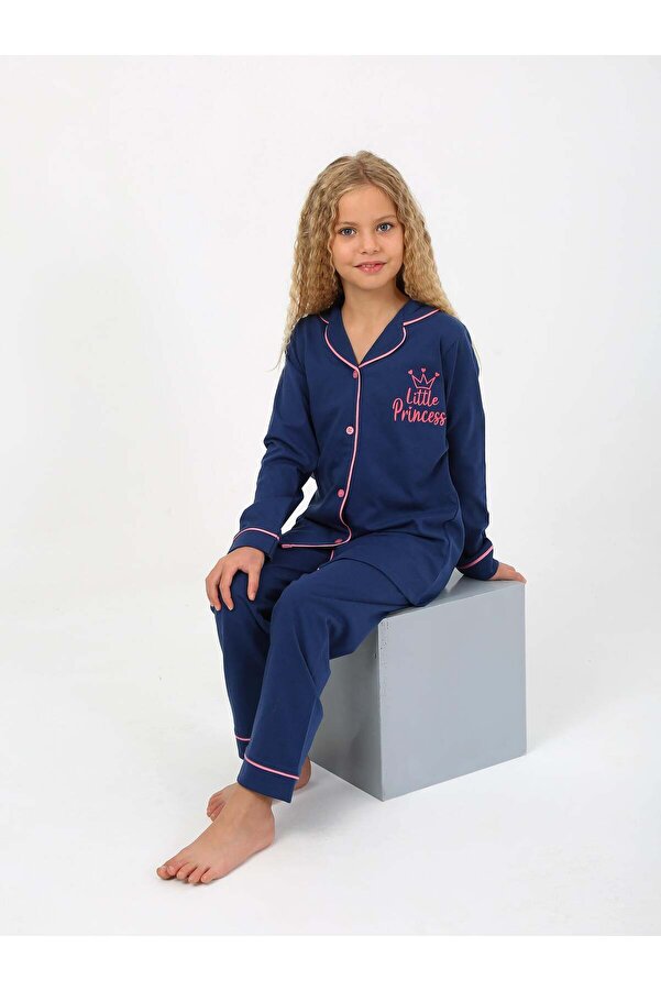 vitmo Kız Çocuk Uzun Kollu %100 Pamuklu Pijama Takımı Little Princess