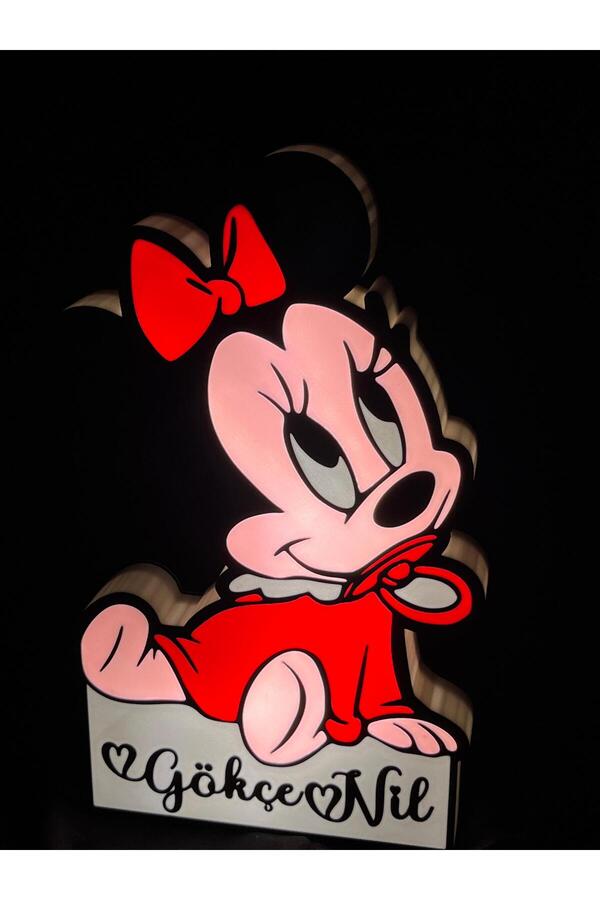 3Dsmallthing BABY MİNNİE MOUSE TEMALI KİŞİYE ÖZEL BEBEK/ÇOCUK GECE LAMBASI - İSİMLİ GECE LAMBASI
