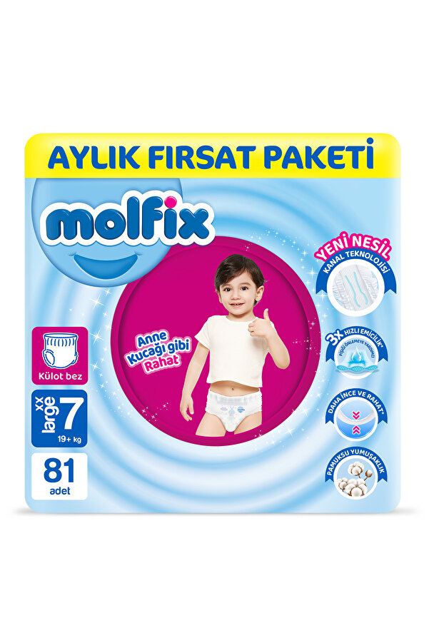 Molfix Pants Bebek Bezi 7 Beden XXL Aylık Fırsat Paketi 81 Adet