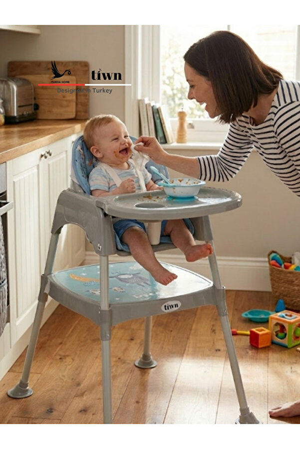 Tiwn Tatlı Kuzular Fonksiyonlu Mama Sandalyesi Çalışma Masası 5 Nokta Emniyet Kemeri, Çıkarılabilir Tepsi