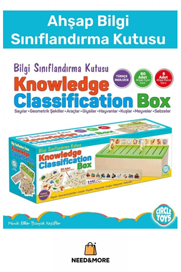 NEED&MORE #Zeka Geliştirici Kişisel Gelişim Çocuk Ahşap Bilgi Sınıflandırma Kutusu