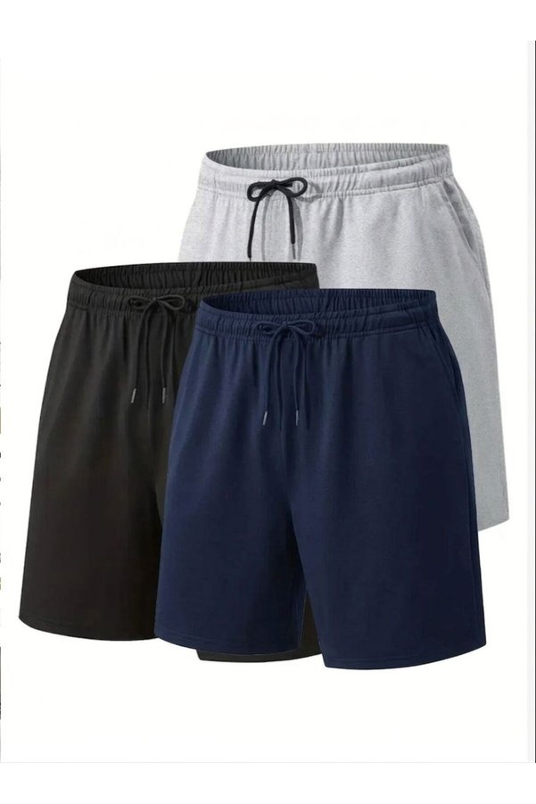 GERLAY Shorts Three Pieces Black Gray Navy Blue Comfortable Fit # Shorts
