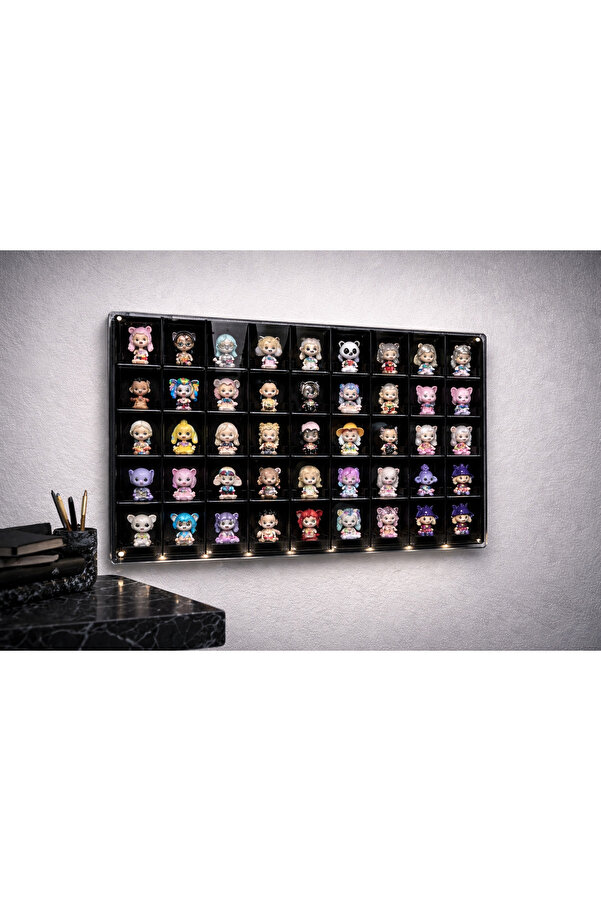 MASTERPOL Kapaklı siyah 50li sergileme rafı mini figür miniş yapi taşı lego bricks bloks uyumlu standı