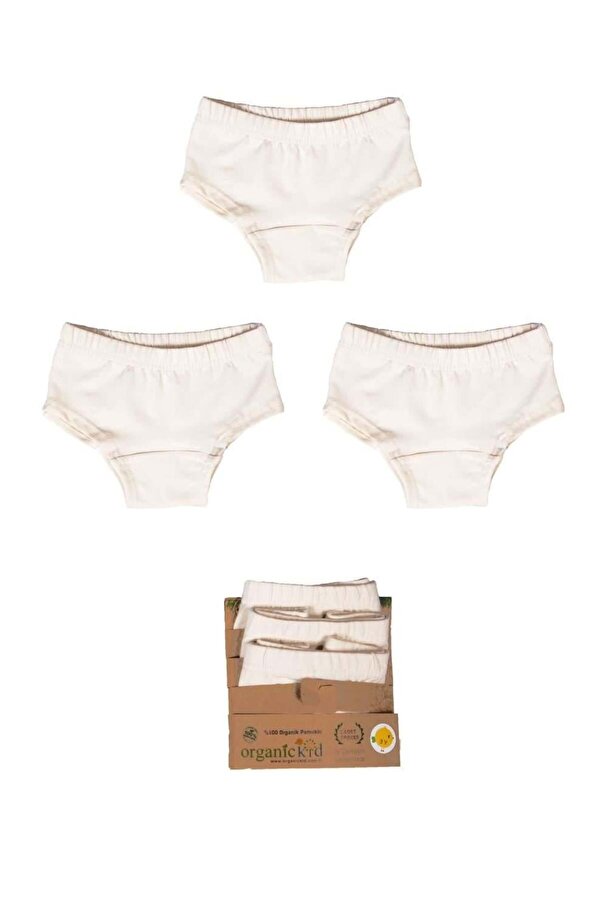 OrganicKid %100 Organik 7 Yaş Lyc. Süprem 3'lü Kız Iç Çamaşır Set Boxer