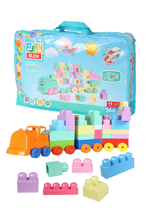 Asya Oyuncak Play Blox Yapı Oyuncakları 3035 Pastel Renkler Mega Blok Tren Seti 266 Parça Çantalı
