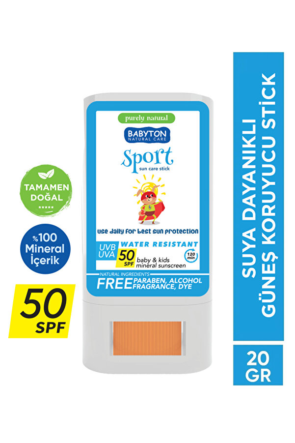 BABYTON Doğal Suya Dayanıklı Güneş Koruyucu Stick 50 SPF 20 gr